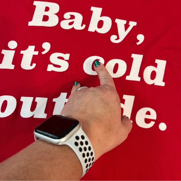 Show me your Mumu red baby it’s cold outside sleep top tunic gown size small - Picture 2 of 11